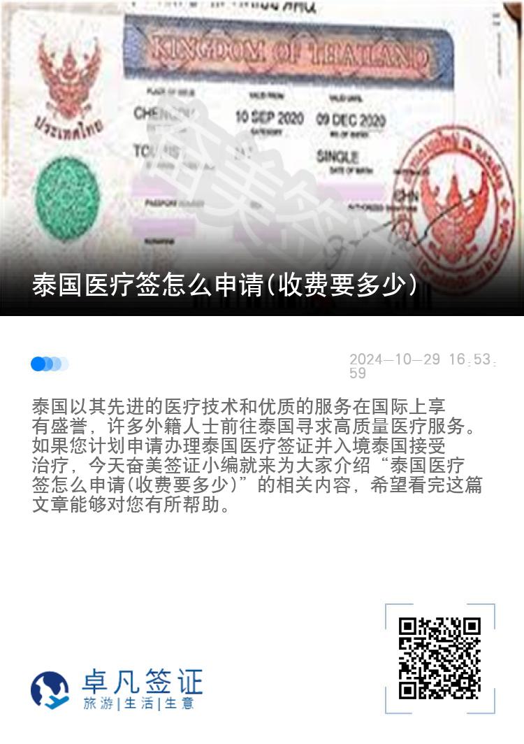 泰国医疗签怎么申请(收费要多少)